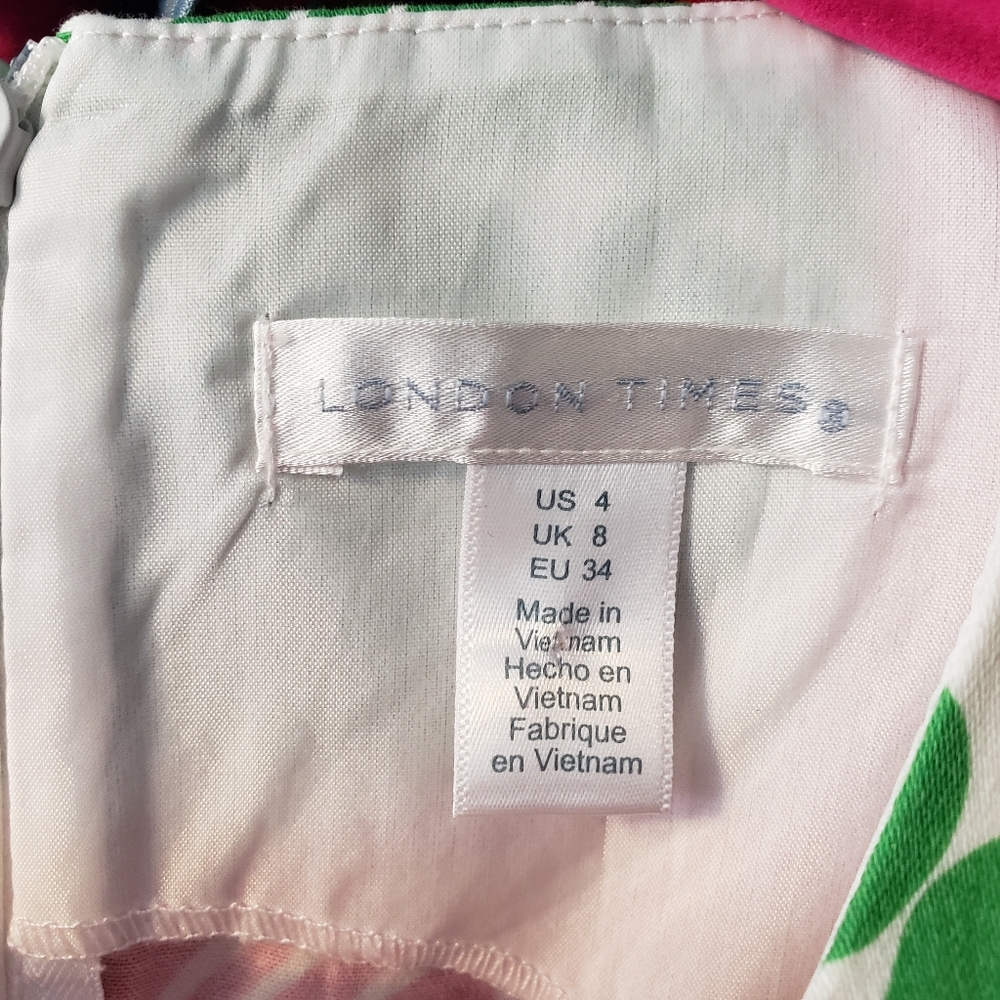 London Times pink and green shift dress size 4 - Picture 6 of 6
